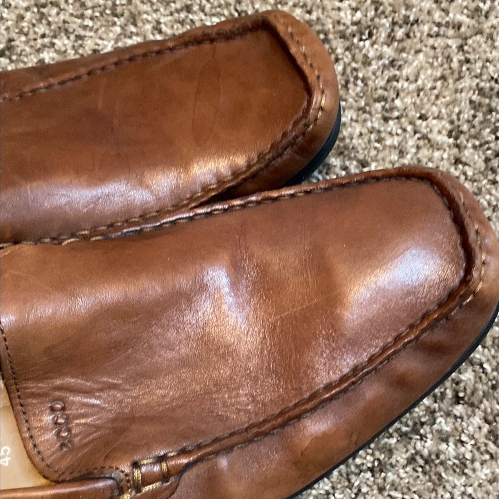 Ecco Brown Leather Slip-On Loafers Timeless Design - Picture 4 of 10